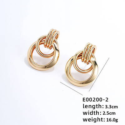 Fashionable Crossed Brass Stud Earrings Hip-hop Personality Trendy Ear Jewelry