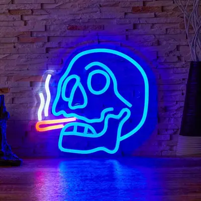 Skull Design LED Neon Light, USB Powered Creative Desktop Neon Sign, Decorative LED Neon Light For Home & Party Decor, Summe...