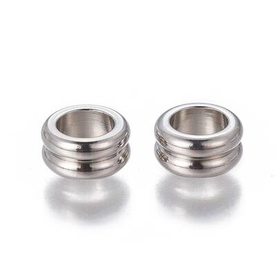 Non-Tarnish 201 Stainless Steel Grooved European Beads