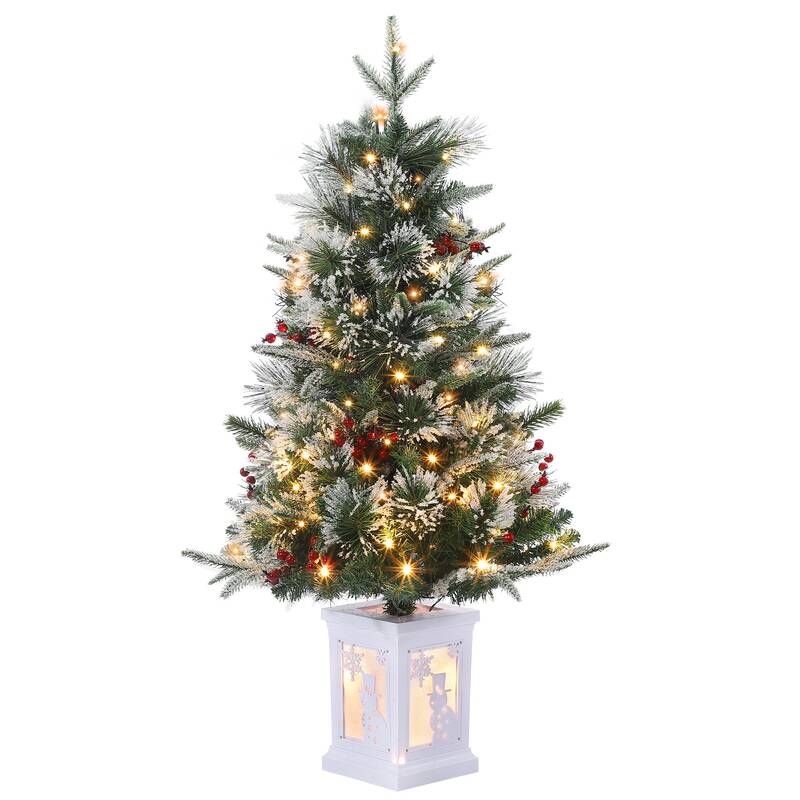 Garvee 3ft Pre-Lit Christmas Tree, Artificial Christmas Tree with Lighting Snowman Base, Snow Flocked Xmas Tree with 78 LED L...