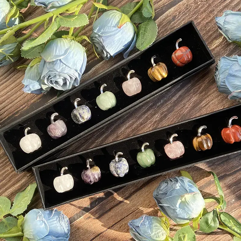 7count/Set Hallows' Day Crystals Pumpkin Carving Decoration Gemstone Statue Ornament Halloween