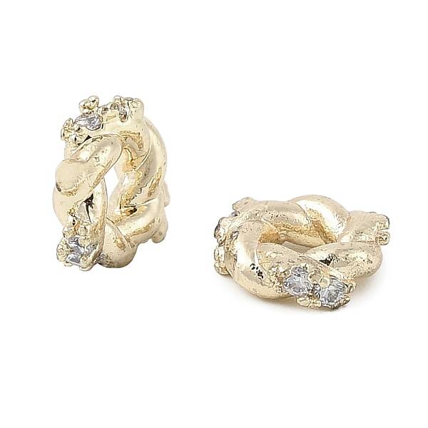 Brass Micro Pave Cubic Zirconia Beads