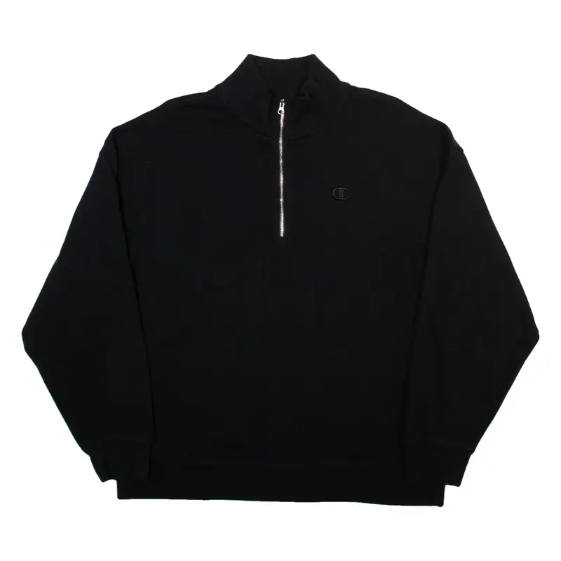 CHAMPION Mens Sweatshirt Black 1/4 Zip L