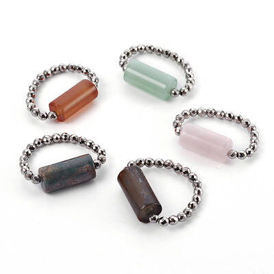 Natural Mixed Gemstone Stretch Rings