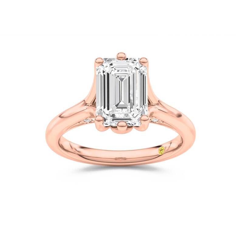 Alina Emerald Cut Lab Grown Diamond Engagement Ring | 14K Rose Gold 3 1/2 CT. TW.