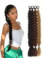 24 Inch Long Braided Ponytail Extension with Hair Tie, Natural Looking Fluffy Straight Wrap with Braid Ponytail Extension, Sy...