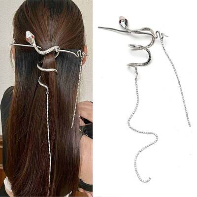 Snake Alloy Rhinestone Hair Cuff Pin