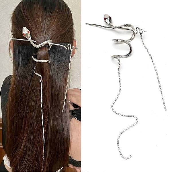 Snake Alloy Rhinestone Hair Cuff Pin