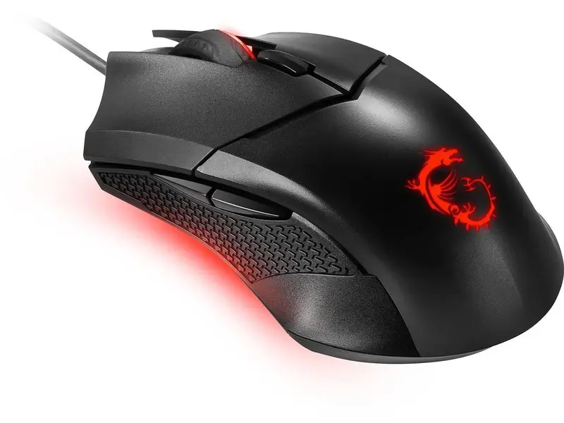 MSI Clutch GM08 Gaming Mouse, 4200 DPI, Optical Sensor, 3 Adjustable Weights, Red LED Lighting, Symmetrical Design