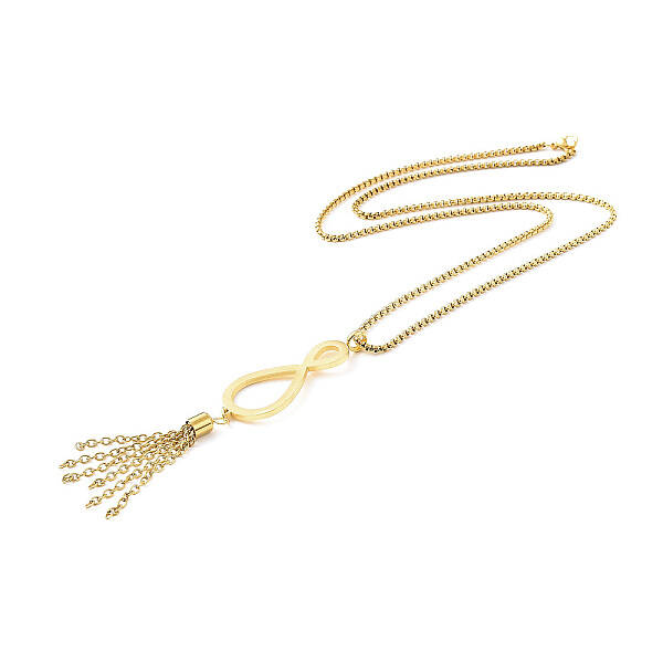 Ion Plating(IP) 304 Stainless Steel Infinity with Tassel Pendant Necklace with Box Chains for Women