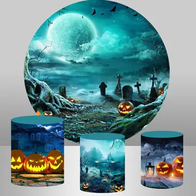 Aperturee Circle Moon Pumpkin Lantern Happy Halloween Backdrop | Baby Boy Halloween Baby Shower | Halloween Baby Shower | Hal...