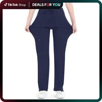 Yoga Scrub Pants Women Mid Rise Yoga Work Pants- Five Pocket Breathable Stretchy Cargo Scrub Pant Springtok Activewear Lightw...