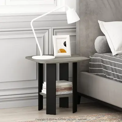 HOMLUX Simple Design End/Side Table – French Oak/Black, Affordable & Stylish Furniture