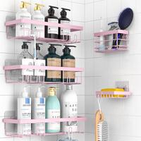 Bathroom Storage Rack Set, 5 Counts/set Wall Mounted Shower Rack, Bathroom Storage Organizer Tools, Bathroom Essentials Acce...