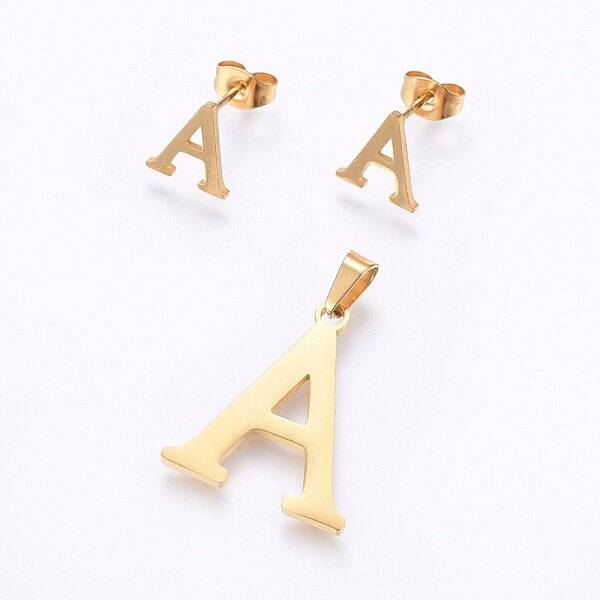 304 Stainless Steel Pendants and Stud Earrings Jewelry Sets