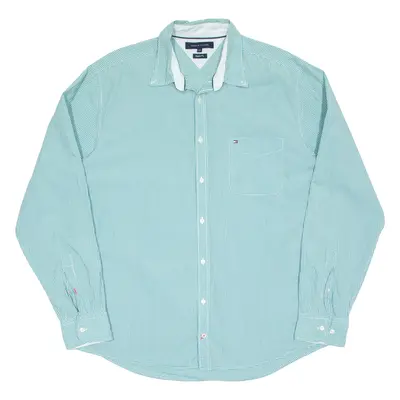 TOMMY HILFIGER Mens Shirt Green Check Long Sleeve 2XL