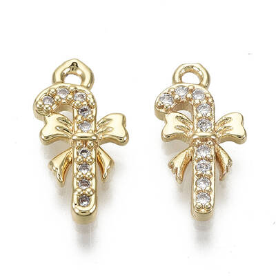 Brass Micro Pave Clear Cubic Zirconia Charms