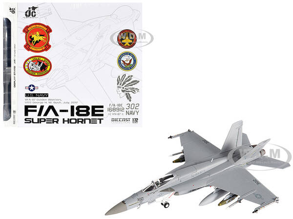 Boeing F/A-18E Super Hornet Aircraft VFA-87 Golden Warriors, USS George H. W. Bush (2017) United States Navy 1/72 Diecast M...