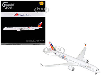Airbus A350-1000 Commercial Aircraft with Flaps Down Philippine Airlines (RP-C3510) White with Tail Graphics Gemini 200 S...