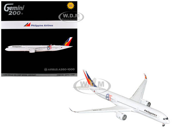 Airbus A350-1000 Commercial Aircraft with Flaps Down Philippine Airlines (RP-C3510) White with Tail Graphics Gemini 200 S...