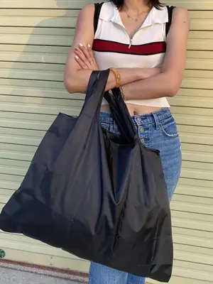 Women's Solid Color Tote Bag, Large Capacity High Load-bearing Waterproof Foldable Shoulder Bag, Portable Shoulder Bag for Ou...