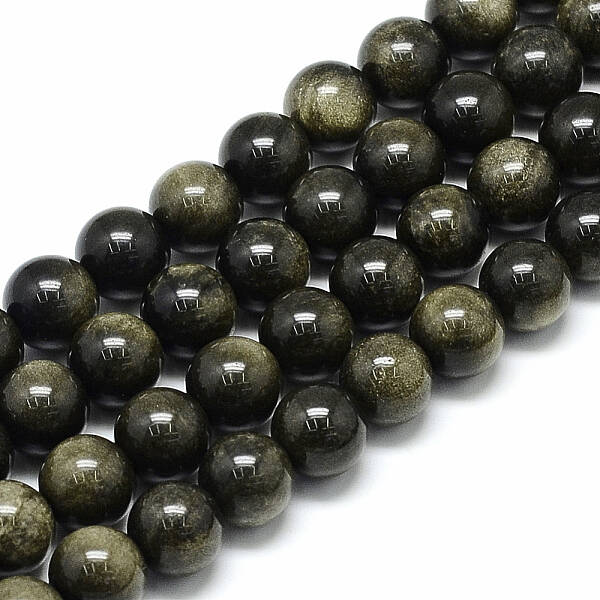 Natural Golden Sheen Obsidian Beads Strands