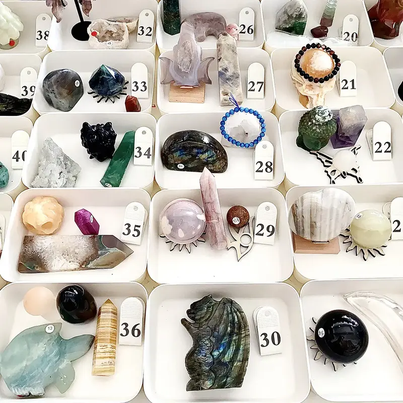 1 Count Crystal Bundle Gemstone Decor Tower,Sphere,Carving,Moon,Palm,Flame,Bracelet,Cube Stone Ornament