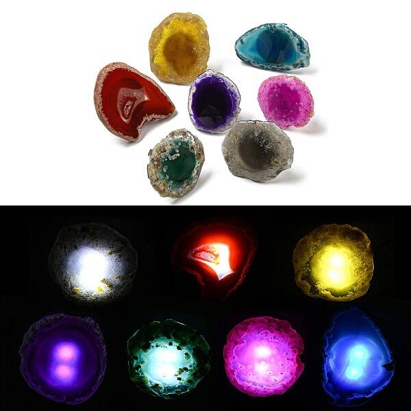 Dyed & Heatsd Natural Agate Slice USB Night Light Decoration