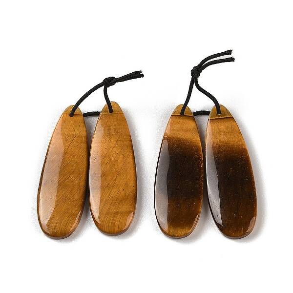 2Pcs Natural Tiger Eye Pendants
