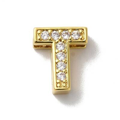 Brass Micro Pave Cubic Zirconia Beads