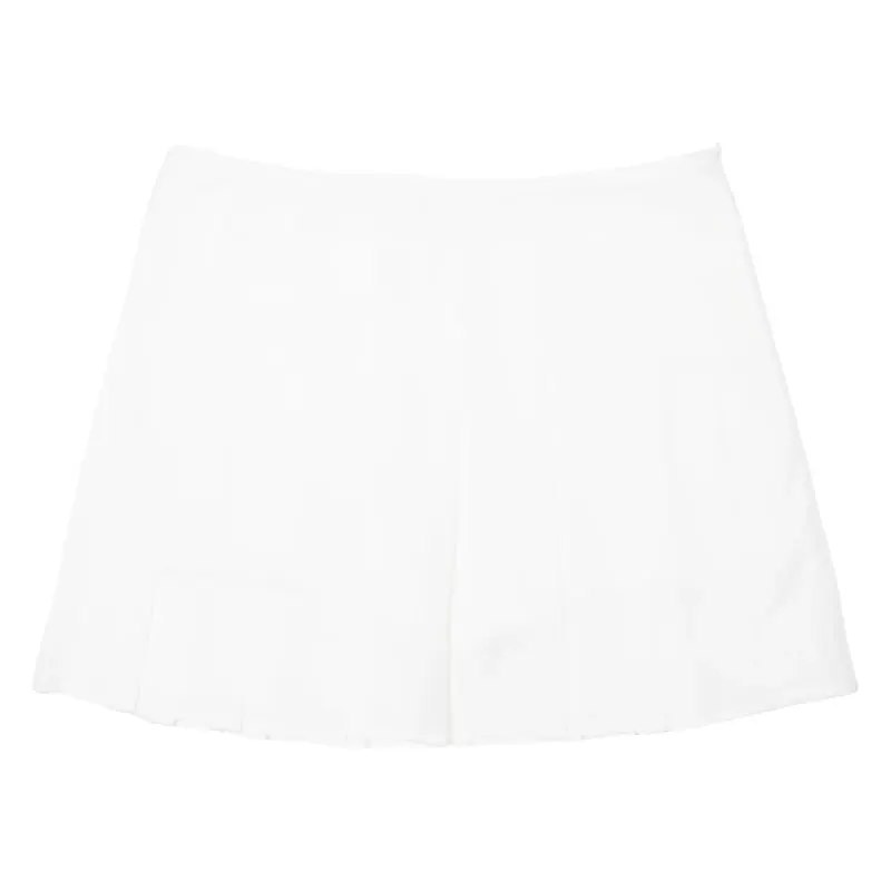 FASHION Womens Pleated Skirt White Short 2XL