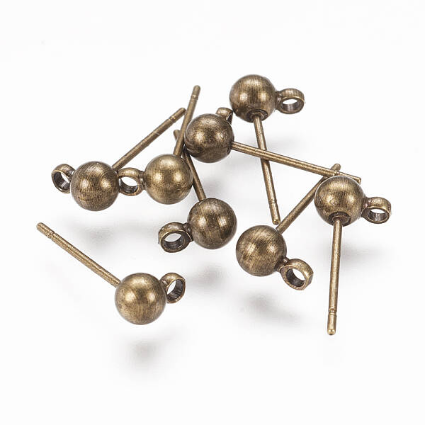 Brass Ball Post Ear Studs