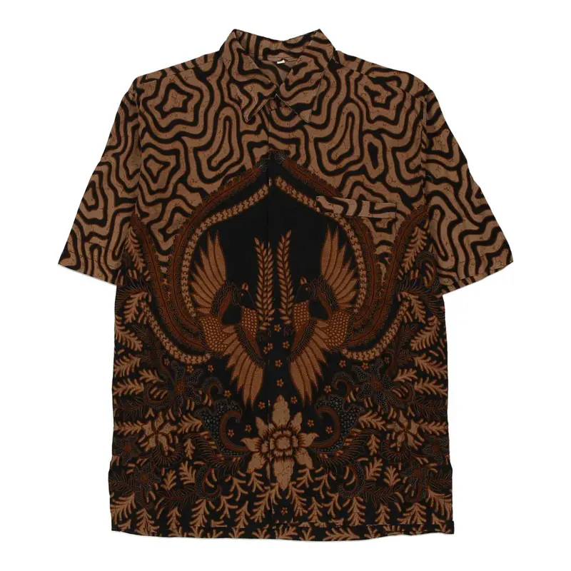 Unbranded Short Sleeve Shirt - Medium Brown Cotton