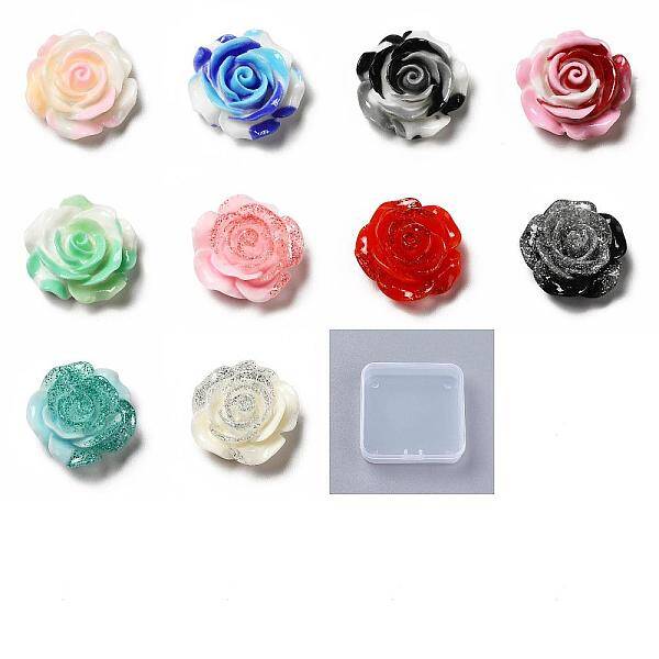 40Pcs 10 Colors Gradient Color Opaque Resin Cabochons