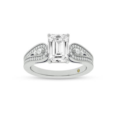 Cosma Mystical Emerald Cut Lab Grown Diamond Engagement Ring | 18K White Gold 3 5/8 CT. TW.