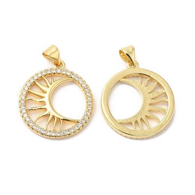 Brass Micro Pave Clear Cubic Zirconia Pendants