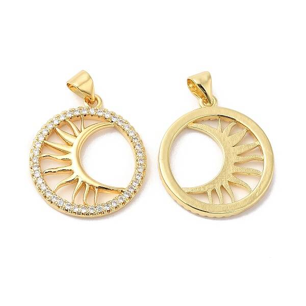 Brass Micro Pave Clear Cubic Zirconia Pendants