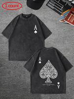 Men's Regular Fit Ace of Spades Print Short Sleeve Graphic Tee, Vintage Trendy Casual Round Neck T-shirt for Daily Wear, Men'...