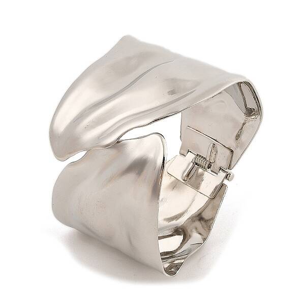 Non-Tarnish Vintage Hammered Iron Wide Hinged Bangles for Women