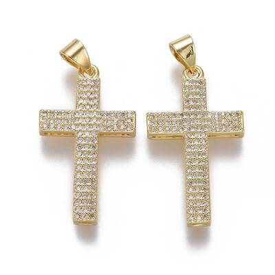 Brass Micro Pave Cubic Zirconia Pendants