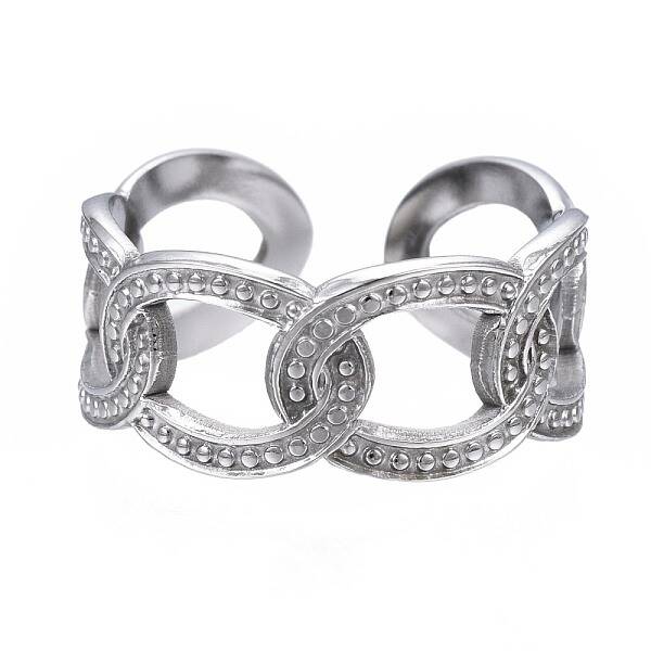 Non-Tarnish 304 Stainless Steel Curb Chain Open Cuff Ring