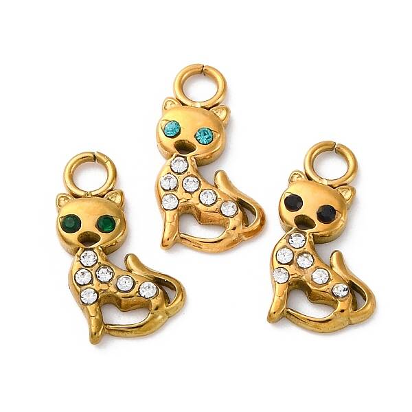 304 Stainless Steel Rhinestone Pendants