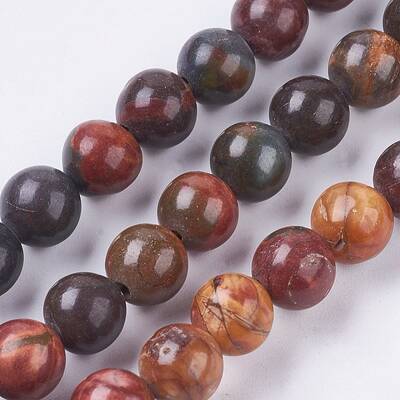 Natural Polychrome Jasper/Picasso Stone/Picasso Jasper Bead Strands