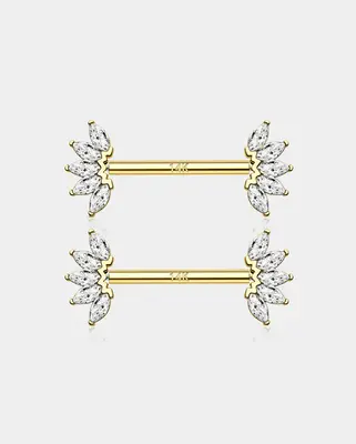 14K Gold CZ Nipple Ring