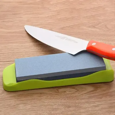 1 Piece Random Color Double Sided Sharpening Stone, Non-slip Base Camping Knife Sharpener, High‑hardness Sharpening Stone f...