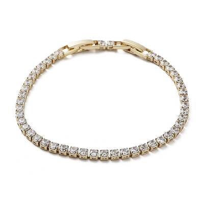 Brass Micro Pave Clear Cubic Zirconia Tennis Bracelet