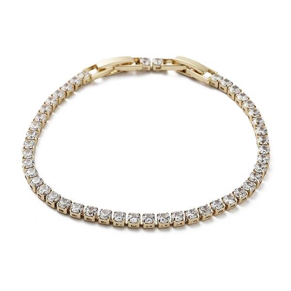 Brass Micro Pave Clear Cubic Zirconia Tennis Bracelet