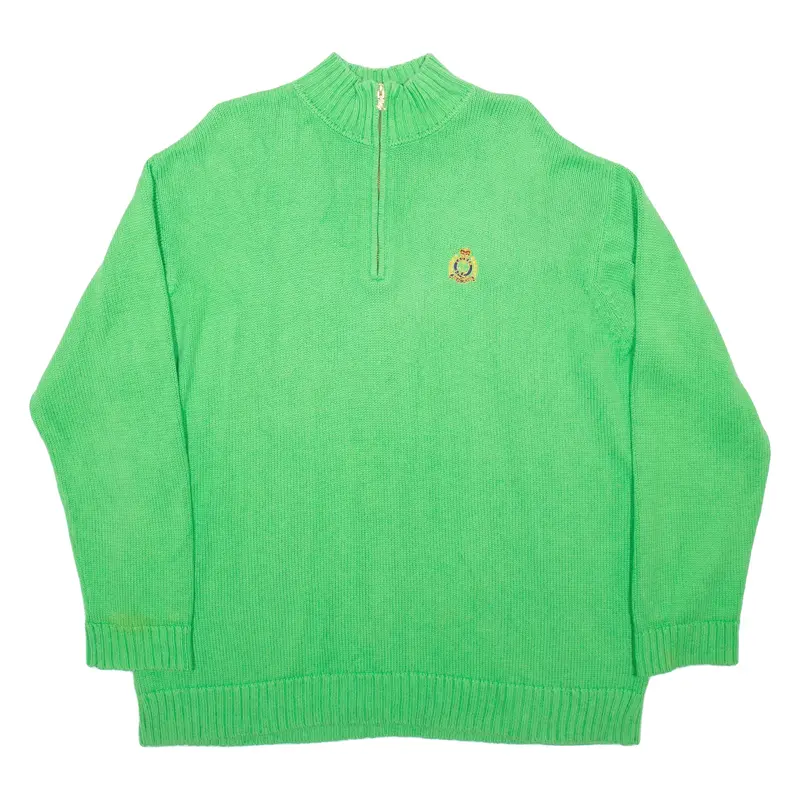LAUREN RALPH LAUREN Womens Jumper Green 1/4 Zip Chunky Knit XL
