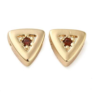 Real 18K Gold Plated Brass Micro Pave Cubic Zirconia Bead