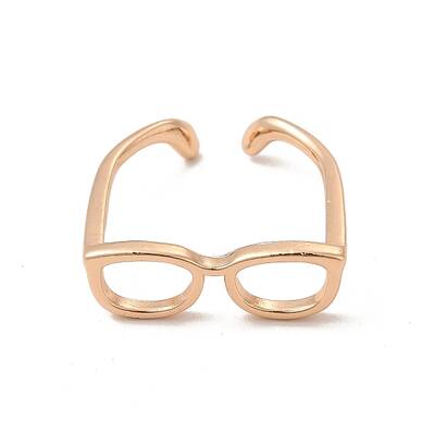 Brass Glasses Frame Open Cuff Ring for Women